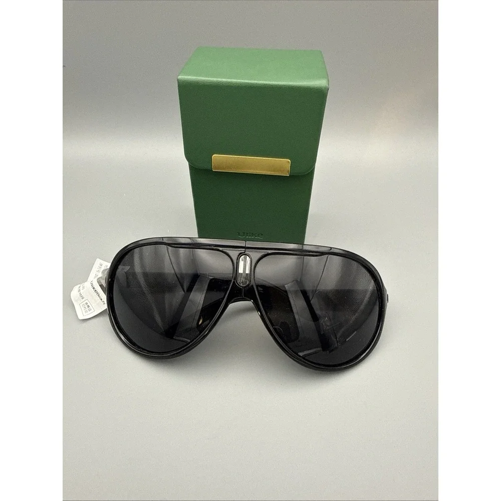 ULIKE NWT Polarized Authentic Folding Black Aviator Sunglasses & Green case NEW